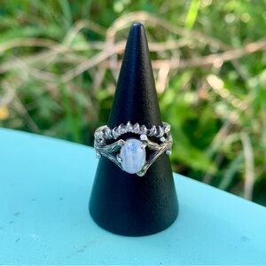 Sterling silver and moonstone wedding/ engagement ring set
